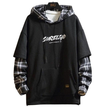 Tartan Patchwork Layered Hoodie Mens Hoodie 3 Colours Casual Skater Hip Hop Fashion Lightweight Everyday Hoodie from NSE Imports #1.